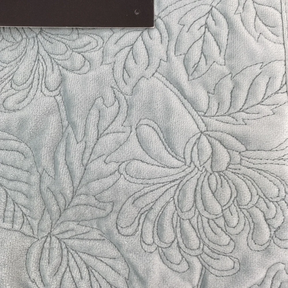 Tahari Home Placemats (Set of 4) Blue Velvet Embroidered Leaves Elegant Everyday